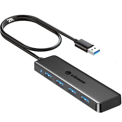 USB 3.0 Hub, VIENON USB Hub with 4 USB 3.0 Female Ports, USB Splitter USB Extender for PC, Laptop, Xbox, PS4/5, Flash Drive, HDD, Console, Printer, Camera,Keyborad, Mouse-2ft - size: 2FT, style: USB Hub