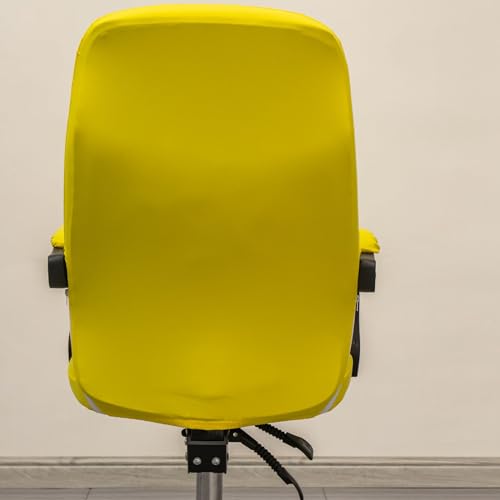 Melaluxe Office Chair Cover with Arm Covers - Universal Stretch Desk Chair Cover, Computer Chair Slipcovers (Size: L) - Yellow - color: Yellow, size: Large with Arm Cover
