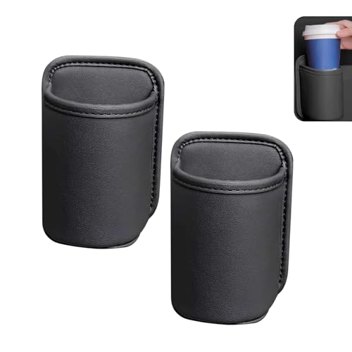 WZP 2PCS Large Car Door Cup Holders, Clip On Vehicle Seat Side Hanging Cup Holder, Waterproof Scratch-Resistant Leather Beverage Holder, Multifunctional Storage for Water Bottle Mobile Phone Change