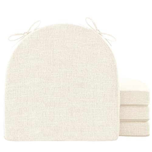 IPYNBAP Chair Cushions for Dining Chairs, Kitchen Chair Cushions, 16'' x 16'' x 2'', Non Slip Indoor Seat Cushions, Chair Pads for Dining Chairs with Ties & Removable Cover, Set of 4, Beige - color: Beige, size: 4 Count(Pack of 1)