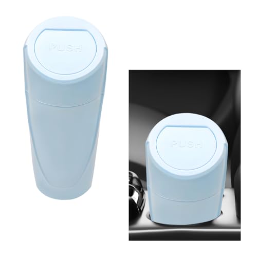 Car Trash Can with Lid, Mini Car Garbage Bin Leakproof Cup Holder Trash Can, Multipurpose Organizer Door Pocket Trash Cup Fits Auto Home Office, Universal Garbage Can (Light Blue) - color: Light Blue