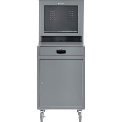 Global Industrial Mobile Security LCD Computer Cabinet Enclosure, Gray | For 24" Diagonal Monitors, Steel Construction, Powder Coat Finish, 24-1/2"W x 22-1/2"D x 62-3/4"H, Unassembled - color: Grey