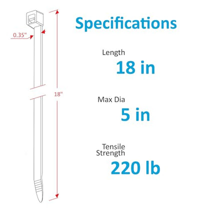 Large Zip Ties 18 inch (250 Pack), Long Zip Ties Heavy Duty with 220 lb Tensile Strength, Big Cable Ties, Black, by ANOSON - size: 18"/250 pk (220 Lb)