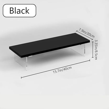 Anti-slip Monitor Stand Riser 2.16/3.34 Inch 2 Height Adjustments Clear Acrylic Stand with Clear Anti-slip Mat, Desk Accessories Screen/PC/Printer/Laptop/Mirror Riser 7.8 x 15.7 Inch (Black) - color: Black