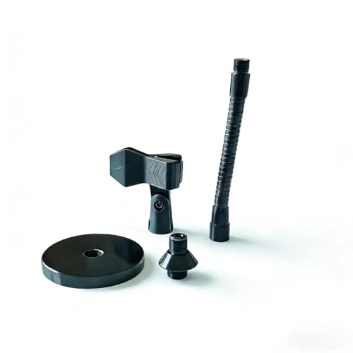 Microphone Holder,Lectern Mic Stand, Podium Mic Mount,Flexible Gooseneck 6 Inch With Universal Clip, Black, 100mm Heavy Mic Plate