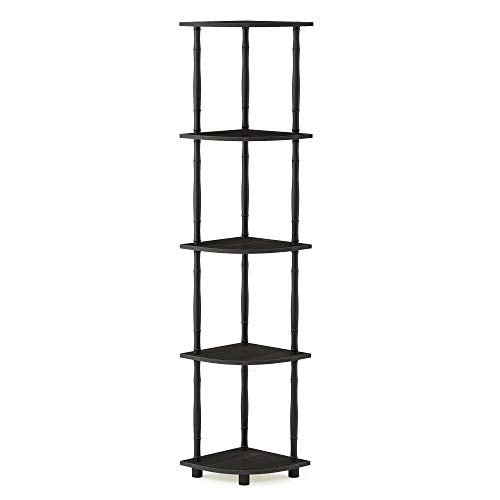 Furinno Turn-N-Tube 5 Tier Corner Display Rack Multipurpose Shelving Unit with Classic Tubes, Espresso/Black (18035EX/BK) - color: Espresso/Black, size: 5-Tier Classic Tube