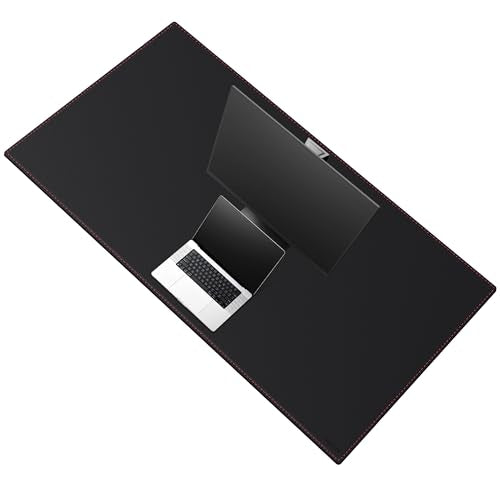 ZORESYN 59.1"x27.6" PU Leather Desk Pad Protector, Large Mouse Pad, Executive Computer Office Desk Mat, Non-Slip Desk Blotter, Waterproof Desk Writing Pad for Office and Home (Black) - color: Black, size: 59.1L x 27.6W inches