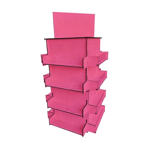TORCHED DISPLAYS 4-Sided Rotating Display Stand - Craft Shows, Trade Shows, Markets - Small & Medium-Sized Items like Stickers, Postcards, Coasters, Note Pads, Napkins, Easy to Assemble (Pink) - color: Pink