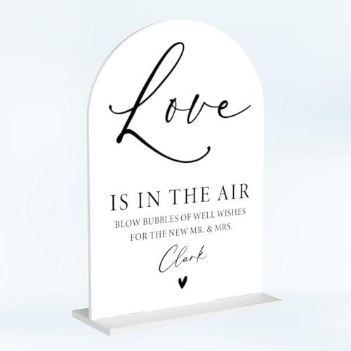 Wedding Bubble Send off Sign Love Is in The Air Acrylic Arch Wedding Bridal Shower Baby Shower Welcome Table Signs for Ceremony and Reception 7 x 5 Inches Decor1328 - color: Air