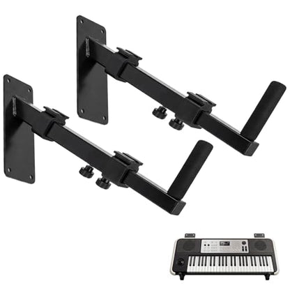 Musical Keyboard Wall Mount, 12.5-19" Telescopic Piano Keyboard Stand Holder, Versatile Wall-Mounted Musical Instrument Display Rack for Synth, MIDI, Electric Piano (1 Pair)