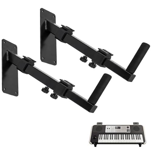 Musical Keyboard Wall Mount, 12.5-19" Telescopic Piano Keyboard Stand Holder, Versatile Wall-Mounted Musical Instrument Display Rack for Synth, MIDI, Electric Piano (1 Pair)