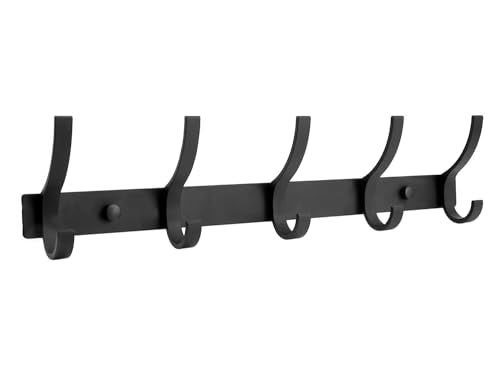 Optish Coat Rack Wall Mount, Coat Hook Wall Mount, Wall Hooks for Hanging, Hat Rack for Walls, Coats Hanger with 10 Hook, Towel Hooks for Bathrooms (1 Pack, Black) - color: Black, size: 1 Pack-10 Hook