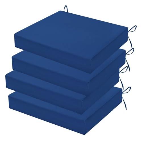 Outdoor Chair Cushions Set of 4, 18.5 x 16 Inch Patio Chair Cushions for Outdoor Furniture, Water Resistant, Non-Slip Ties(Royal Blue) - color: 1 - Royal Blue, size: 18.5x16x3|4 Pack