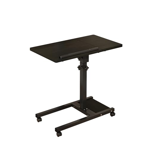 LINGMI Mobile Height Adjustable Laptop Desk with Mouse Pad, Portable Laptop Desk Rolling Tiltable Table with Small Side Table for Couch,Rolling Computer Stand - color: Dekuwood Black