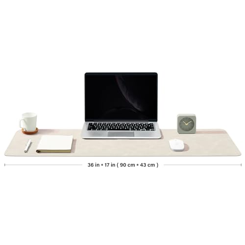 Distressed Leather Desk Mat - Non-Slip PU Desk Pad for Office and Home - Desk Organization and Accessories - Ideal for Large Mouse Pad and Desk Mats on Top of Desks(Sandstone,36"x 17") - color: Sandstone, size: 36" x 17"