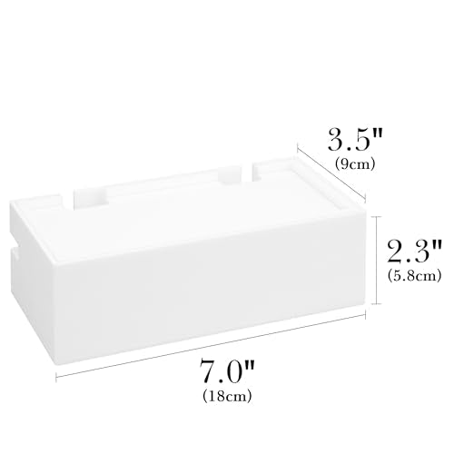 Linkidea Compact Bathroom Cable Organizer Box for Electric Toothbrush and Razor Chargers, Small Cord Hider Storage Case, Acrylic Countertop Wire Management (White)