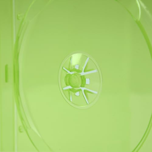 Maxtek 14mm Transparent Green Standard Single Capacity DVD Case with Outter Clear Sleeve Compatible for Xbox Game Discs, 10 Pieces Pack