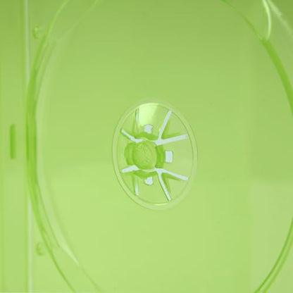 Maxtek 14mm Transparent Green Standard Single Capacity DVD Case with Outter Clear Sleeve Compatible for Xbox Game Discs, 10 Pieces Pack