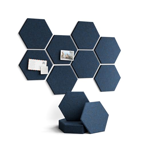 Fluxynara Hexagon Cork Board Alternative for Walls Decor-8-Pack Felt Bulletin Board Tiles,with 50 Adhesive Tabs for Office,Classrooms & Home Pin Board Felt Board-Carbon Blue - color: Carbon Blue-1, size: 8-Pack