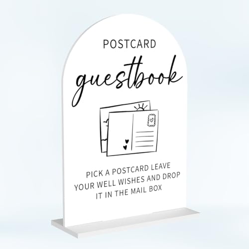 Wedding Postcard Guest Book Sign Acrylic Arch Wedding Bridal Shower Baby Shower Welcome Table Signs for Ceremony and Reception 7 x 5 Inches Decor1321 - color: Postcard