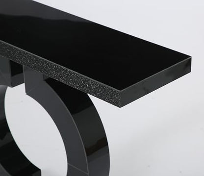 Tribesigns 43” Modern Console Table with O-Shaped Base, Entryway Sofa Table with Mirror Finish for Living Room, Hallway, Entrance (Black) - color: Black