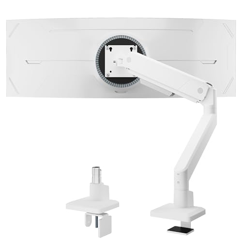 monTEK Single Monitor Arm for Max 45 Inch Ultrawide Screens Adjustable Monitor Desk Mount Holds 35 Lbs Cable Management with C Clamp/Grommet Desk Mount, VESA 75/100mm - color: White, size: without USB