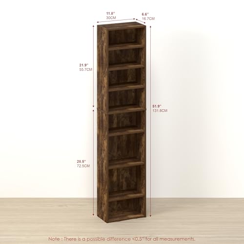 Toki 8-Tier DVD Storage, CD Rack, Media Shelf, Media Storage, for Living Room, Rustic Amber - color: Rustic Amber, size: 8-Tier
