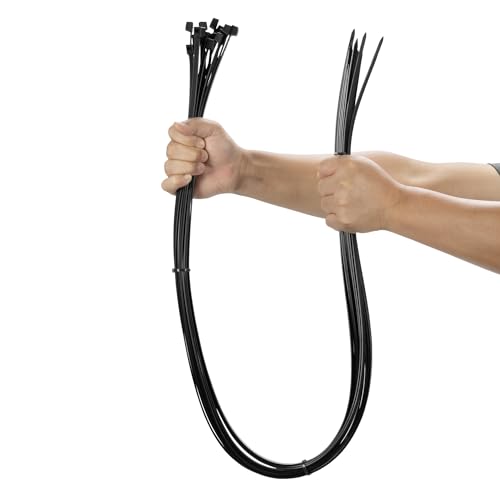 100PCS 24 inch Cable Zip Ties Heavy Duty 175lbs Tensile Strength Nylon Long Wire Ties Self-Locking Durable Plastic Tie Wraps for Indoor and Outdoor UV Resistant(Black) - color: Black, size: 24 inch(175lbs)