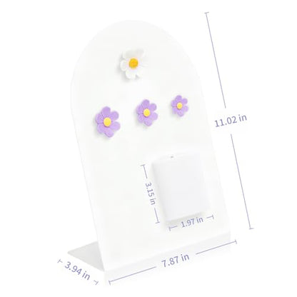 Desk Magnetic Message Board, Metal Bulletin/Memo Board with Magnetic Pen Holder and Flower Pins with Stand, Souvenir/Photo Display Board for Home, Office, Dormitory, Apartment, 8 * 11Inch (White) - color: White