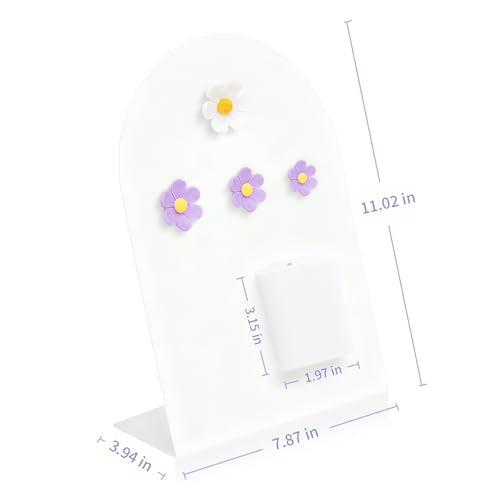 Desk Magnetic Message Board, Metal Bulletin/Memo Board with Magnetic Pen Holder and Flower Pins with Stand, Souvenir/Photo Display Board for Home, Office, Dormitory, Apartment, 8 * 11Inch (White) - color: White