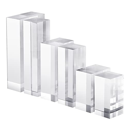 CiaoHER 2in Solid Acrylic Cube Display Block, Clear, 2"x5"x5" | Polished Pedestal Stand Riser, Solid Base, 1 Pack