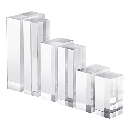 CiaoHER 2in Solid Acrylic Cube Display Block, Clear, 2"x5"x5" | Polished Pedestal Stand Riser, Solid Base, 1 Pack