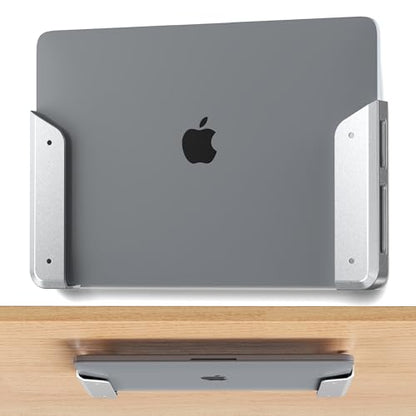 ELETIUO Wall & Under Desk Laptop Mount Holder–Adhesive & Screw in,1.02"/ 26 mm,Anti-Scratch Pads,Universal for MacBooks,Surface,Keyboards,Tablets,Switch &More,Matte Silver - color: Matte Silver