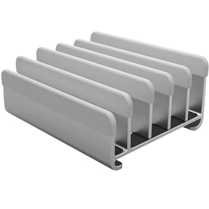 Elestoria 5-Slot Vertical Laptop Stand - Aluminum Laptop Stand Vertical for Desk -Laptop Holder with Adjustable Width (12-38mm) Compatible with MacBook Pro/Air & Gaming Laptops up to 17.3"-Grey