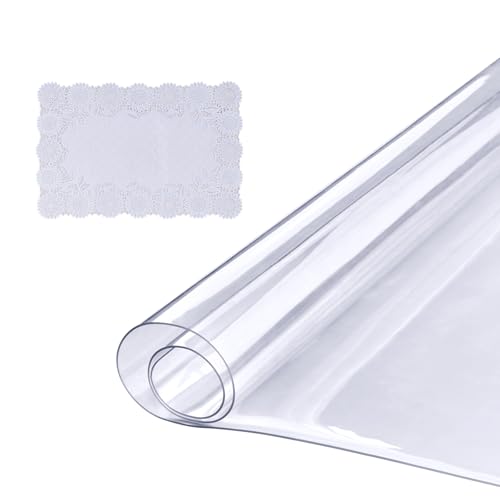VEVOR Clear Table Cover Protector, 1.5mm Thick 36 x 72 in PVC Plastic Tablecloth, Waterproof & Oil Spill Proof, Customizable Rectangle Table Cover for Writing Desk, Coffee Table, Dining Room Table - size: 72" x 36" (Rectangular)