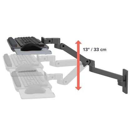Ergotron – Upgraded LX Pro Premium Keyboard Arm, Wall Mount Adjustable Keyboard Tray – Dark Grey - color: Dark Grey
