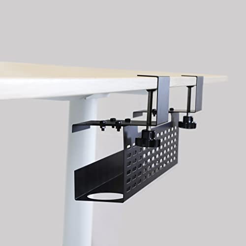 AEONS Under Desk Cable Management Tray Wire Cord Organizer Removable C Clamp Mount No Drill Computer Cord Raceway and Modesty Panel, Black, 16-inch - style: 16” 1 Tray