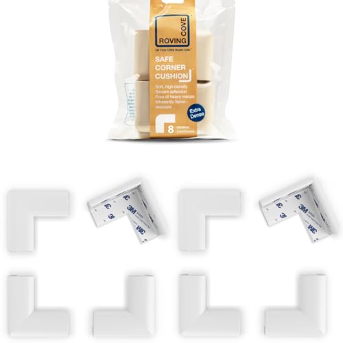 Roving Cove Slimfit Corner Protector for Baby Proofing (8 Small Corners), Soft Rubber Foam Furniture Corner Bumper Guards, 3M Adhesive Pre-Taped, Oyster White (Off White) - color: Oyster White, size: Small 8 Count (Pack of 1)