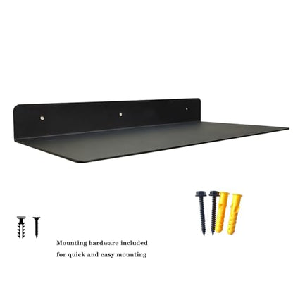Linear Floating Shelf Wall Mounted Metal Shelves Heavy Duty Industrial Modern Steel Black Linear Metal Wall Shelf Display Shelves for Decorative for Modern Farmhouse Living Room (6.3"*16.5") - size: 6.3"*16.5"