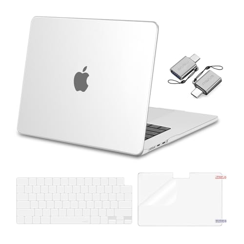MOSISO Compatible with MacBook Air 15 inch Case M5 2026 M4 2025 M3 M2 2024 2023 A3448 A3241 A3114 A2941, Hard Shell&Keyboard Cover&Screen Film&Type C, Great for Study Travel Work, Translucent - color: Translucent
