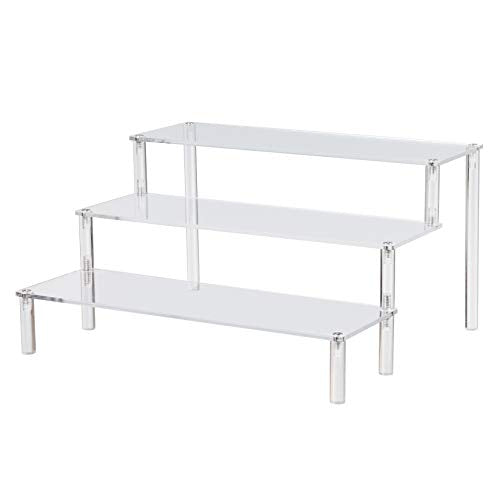 BYCY Clear Acrylic Display Stand Display Shelf, 3 Tier Desserts Holder,3 Tier Cupcake Display Risers Steps for Organizer and Decoration (1 Pack - 12" x 10.2" x 6.3") - color: Clear