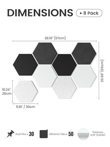 Fluxynara Hexagon Cork Board Alternative for Walls Decor-8-Pack Felt Bulletin Board Tiles,with 30 Pushpins,50 Adhesive Tabs for Office,Classrooms & Home Pin Board Felt Board-Concrete Echo - color: Concrete Echo, size: 8-Pack