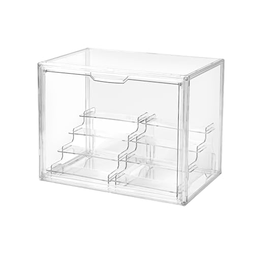 4 Tier Display Case for Collectibles,Clear Display Box with 2pack 4 Tier Display Risers ,Storage Container with Magnetic Door - size: XLarge 1 Pack