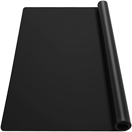 Ewen 39.4x23.5in 2mm Heat Resistant Silicone Mat, Extra Large Thick Placemat for Kitchen Counter, Workbench Countertop Protector Mat Hot Pads for Coffee Maker Bar Crafts Glass Top Stove Cover Black - color: Black, size: 39.4"L x 23.5"W