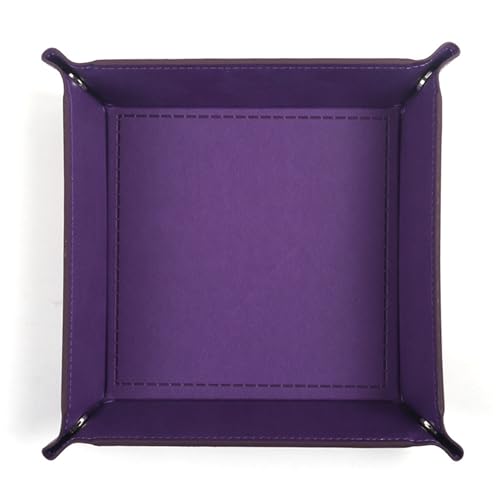 Valet Tray Desktop Storage Organizer – Vegan Leather Catchall Tray Bedside Vanity Tray Nightstand Caddy Holder for Remote Controller, Watch, Keys, Phone, Wallet, Coin, Jewelry, Purple - color: Purple
