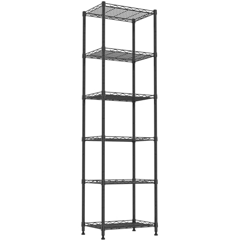 REGILLER 6 Wire Shelving Steel Storage Rack Adjustable Unit Shelves for Laundry Bathroom Kitchen Pantry Closet(Black,11.7" D x 16.8" W x 63" H) - color: Black, size: 6tier 11.7"D x 16.8"W x 63"H