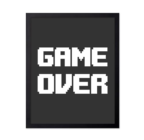Poster Master Game Over Print - Gaming Poster - Geeky Art - Black & White Typography Design - Gamer Gift - Minimal Game Room, Man Cave or Boy's Bedroom Decor - 8x10 UNFRAMED Wall Art - color: Style-02, size: 8"L x 10"W