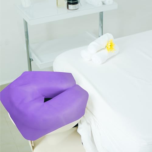 200 Pieces Disposable Face Cradle Covers Massage Headrest Covers for Massage Tables and Massage Chairs Beauty Spa Salon Bed, 11.8 x 15.7 Inches (Purple) - color: Purple