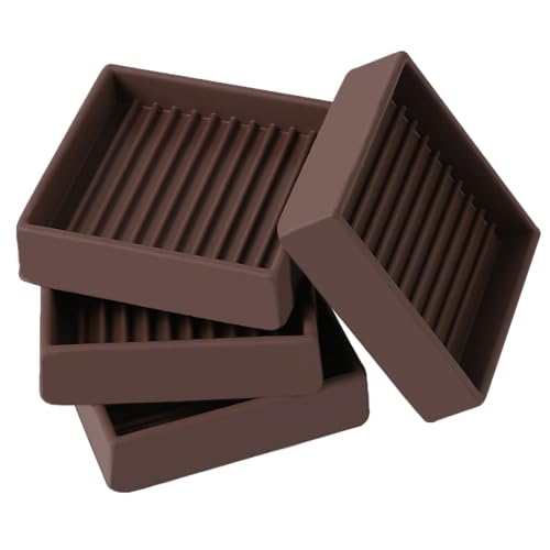2x2 Non Slip Rubber Furniture Caster Cups for Hardwood Floors, Anti-Slip Square Furniture Coasters Pads Stopper Gripper Floor Protectors for Bed Couch Table - size: 4 Pcs Brown