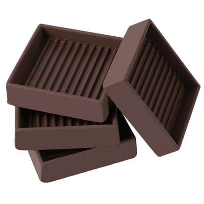 2x2 Non Slip Rubber Furniture Caster Cups for Hardwood Floors, Anti-Slip Square Furniture Coasters Pads Stopper Gripper Floor Protectors for Bed Couch Table - size: 4 Pcs Brown